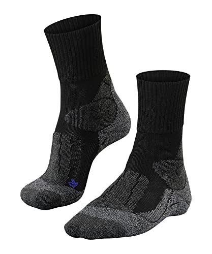 FALKE Men's TK1 Adventure Cool Hiking Socks, Crew, Thick Padding, Cooling, Athletic, Breathable Quick Dry, Lyocell, Black (Black-Mix 3010), 12.5-13.5, 1 Pair