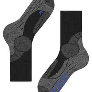 FALKE Men's TK1 Adventure Cool Hiking Socks, Crew, Thick Padding, Cooling, Athletic, Breathable Quick Dry, Lyocell, Black (Black-Mix 3010), 12.5-13.5, 1 Pair