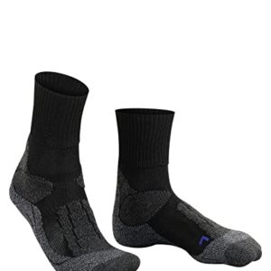 FALKE Men's TK1 Adventure Cool Hiking Socks, Crew, Thick Padding, Cooling, Athletic, Breathable Quick Dry, Lyocell, Black (Black-Mix 3010), 12.5-13.5, 1 Pair