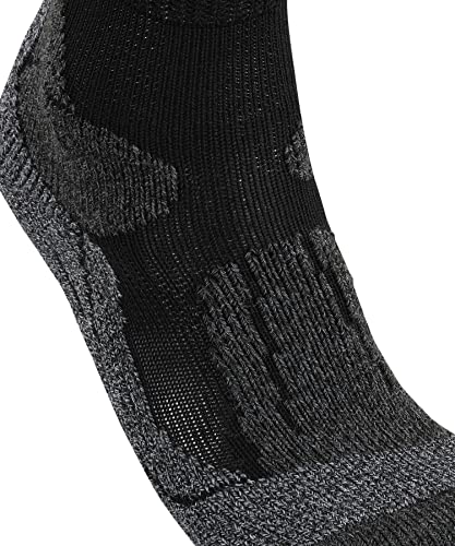 FALKE Men's TK1 Adventure Cool Hiking Socks, Crew, Thick Padding, Cooling, Athletic, Breathable Quick Dry, Lyocell, Black (Black-Mix 3010), 12.5-13.5, 1 Pair