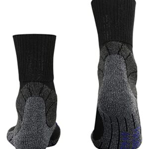 FALKE Men's TK1 Adventure Cool Hiking Socks, Crew, Thick Padding, Cooling, Athletic, Breathable Quick Dry, Lyocell, Black (Black-Mix 3010), 12.5-13.5, 1 Pair