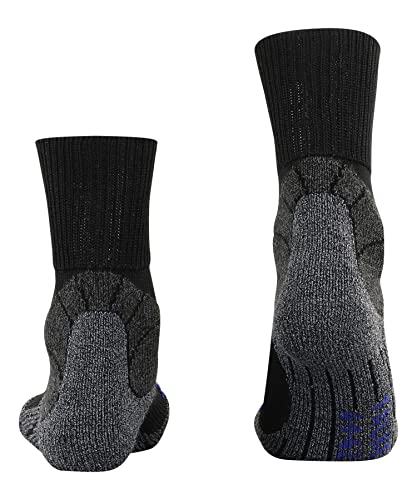 FALKE Men's TK1 Adventure Cool Hiking Socks, Crew, Thick Padding, Cooling, Athletic, Breathable Quick Dry, Lyocell, Black (Black-Mix 3010), 12.5-13.5, 1 Pair