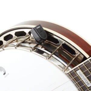 D'Addario Accessories Micro Banjo Tuner - Multi-color display - Digital Tuner - Non Marring Hoop Bracket - Fast & Accurate Tuning - Visual Metronome