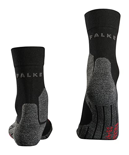 FALKE Women's RU3 Comfort Running Socks, Mid Calf, Thick Cushion, Anatomic, Breathable Quick Dry, Organic Lyocell, Black (Black-Mix 3010), 8-9, 1 Pair