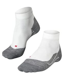 falke men's ru4 endurance short running socks, quarter, medium cushion, breathable quick dry, organic cotton, white (white-mix 2020), 9-10, 1 pair