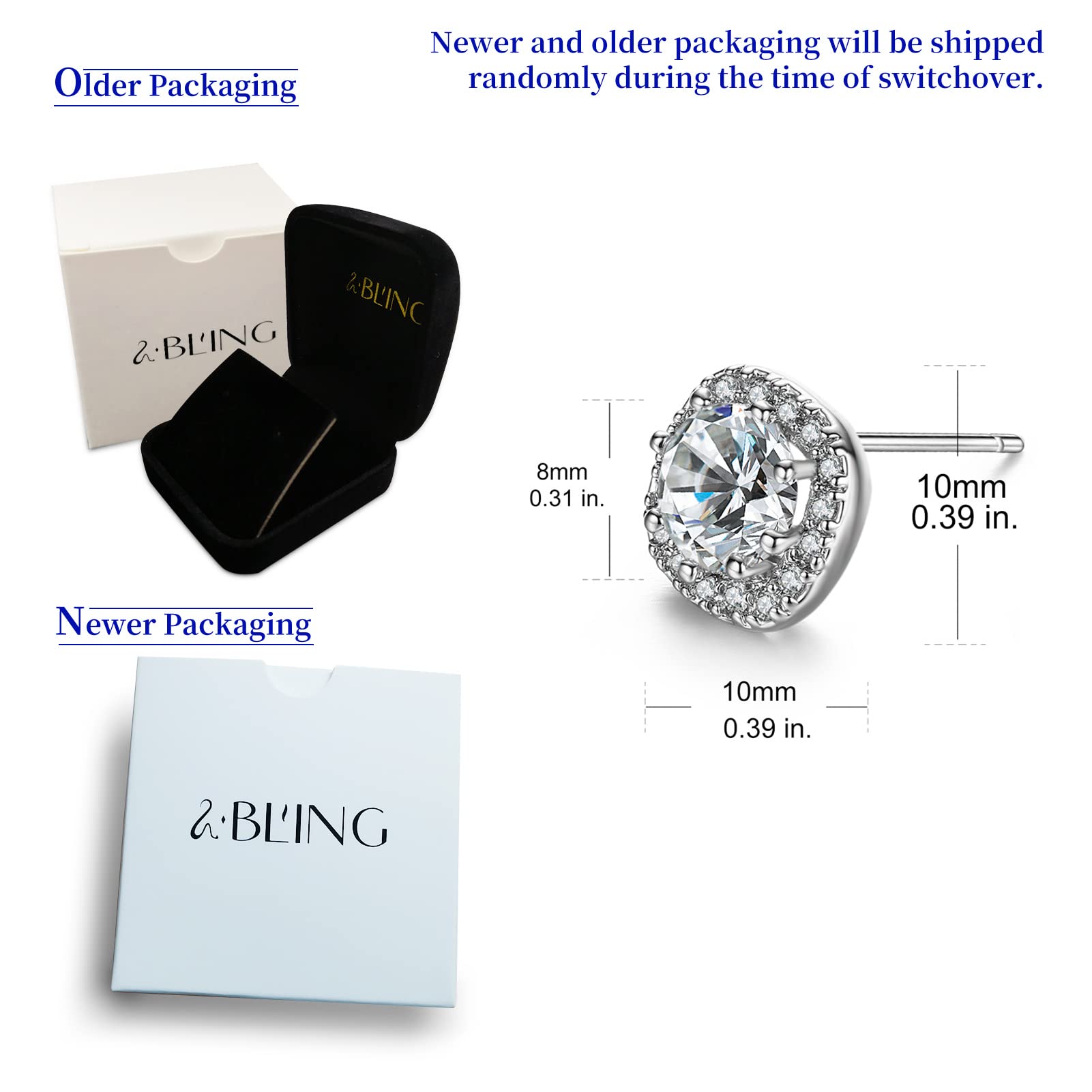 SBLING Platinum Plated Cubic Zirconia Cushion Shape Halo Stud Earrings (1.90 cttw)