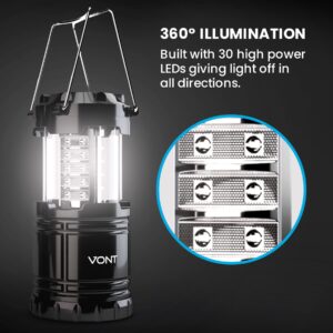 Vont 2 Pack LED Camping Lantern, Super Bright Portable Survival Lanterns, Must Have During Hurricane, Emergency, Storms, Outages, Original Collapsible Camping Lights/Lamp (Batteries Included)