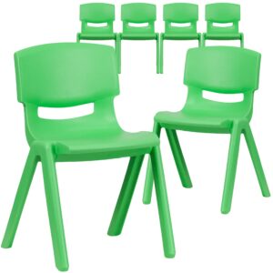 flash furniture 6 pk. green plastic stackable school chair with 13.25'' seat height