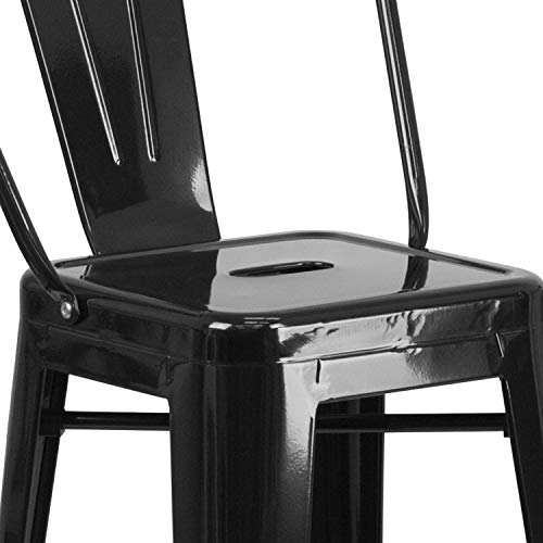 Flash Furniture Lily Commercial Grade 4 Pack 30" High Black Metal Indoor-Outdoor Barstool with Removable Back