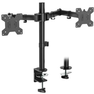 wali dual monitor desk mount, monitor stand for 2 monitors up to 27inch, dual monitor mount max 22lbs for home, office, school (m002), black