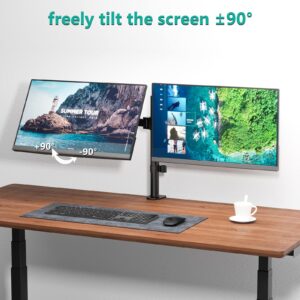 WALI Dual Monitor Desk Mount, Monitor Stand for 2 Monitors Up to 27inch, Dual Monitor Mount Max 22lbs for Home, Office, School (M002), Black