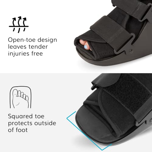 BraceAbility Short Walking Boot - Orthopedic Medical Walker Cast for Broken Toe Injuries, Sprained Ankles, Metatarsal Stress, Post-Op Support Left or Right Foot Fracture Shoe Fits Men and Women (L)