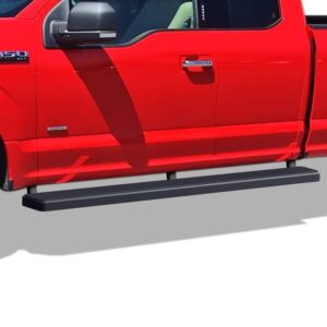 APS Running Boards 5in Matte Black Compatible with Ford F150 2015-2024 Super Cab & F-250 F-350 Super Duty 2017-2024 Stainless Steel (Nerf Bars Side Steps Side Bars)