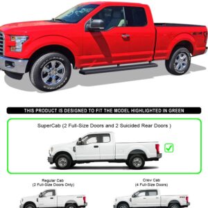 APS Running Boards 5in Matte Black Compatible with Ford F150 2015-2024 Super Cab & F-250 F-350 Super Duty 2017-2024 Stainless Steel (Nerf Bars Side Steps Side Bars)