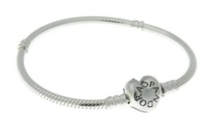 pandora bracelet sterling silver, heart clasp