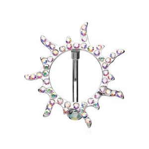 wildklass jewelry blazing sun reverse 316l surgical steel belly button ring (silver)