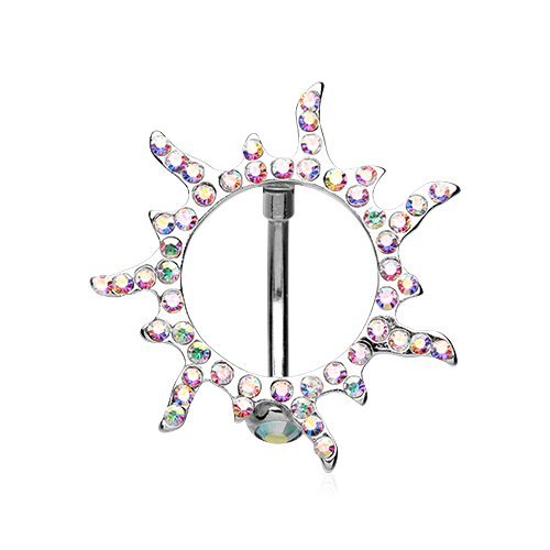 WildKlass Jewelry Blazing Sun Reverse 316L Surgical Steel Belly Button Ring (Silver)