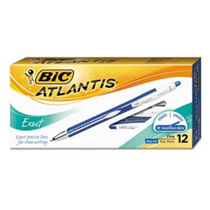 bic vcgn11be atlantis exact retractable ballpoint pen, blue ink, 7mm, fine, dozen