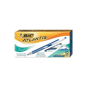 BIC VCGN11BE Atlantis Exact Retractable Ballpoint Pen, Blue Ink, 7mm, Fine, Dozen