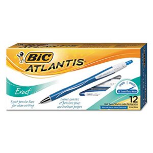 BIC VCGN11BE Atlantis Exact Retractable Ballpoint Pen, Blue Ink, 7mm, Fine, Dozen