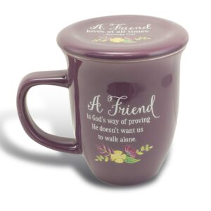 cathedral art abbey gift (abbey & ca gift) 14oz purple floral friend mug with matching coaster