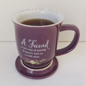 Cathedral Art Abbey Gift (Abbey & CA Gift) 14oz Purple Floral Friend Mug with Matching Coaster