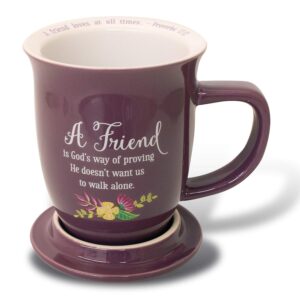 Cathedral Art Abbey Gift (Abbey & CA Gift) 14oz Purple Floral Friend Mug with Matching Coaster