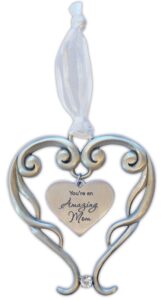 cathedral art ho127 ho127 amazing mom metal heart ornament, silver