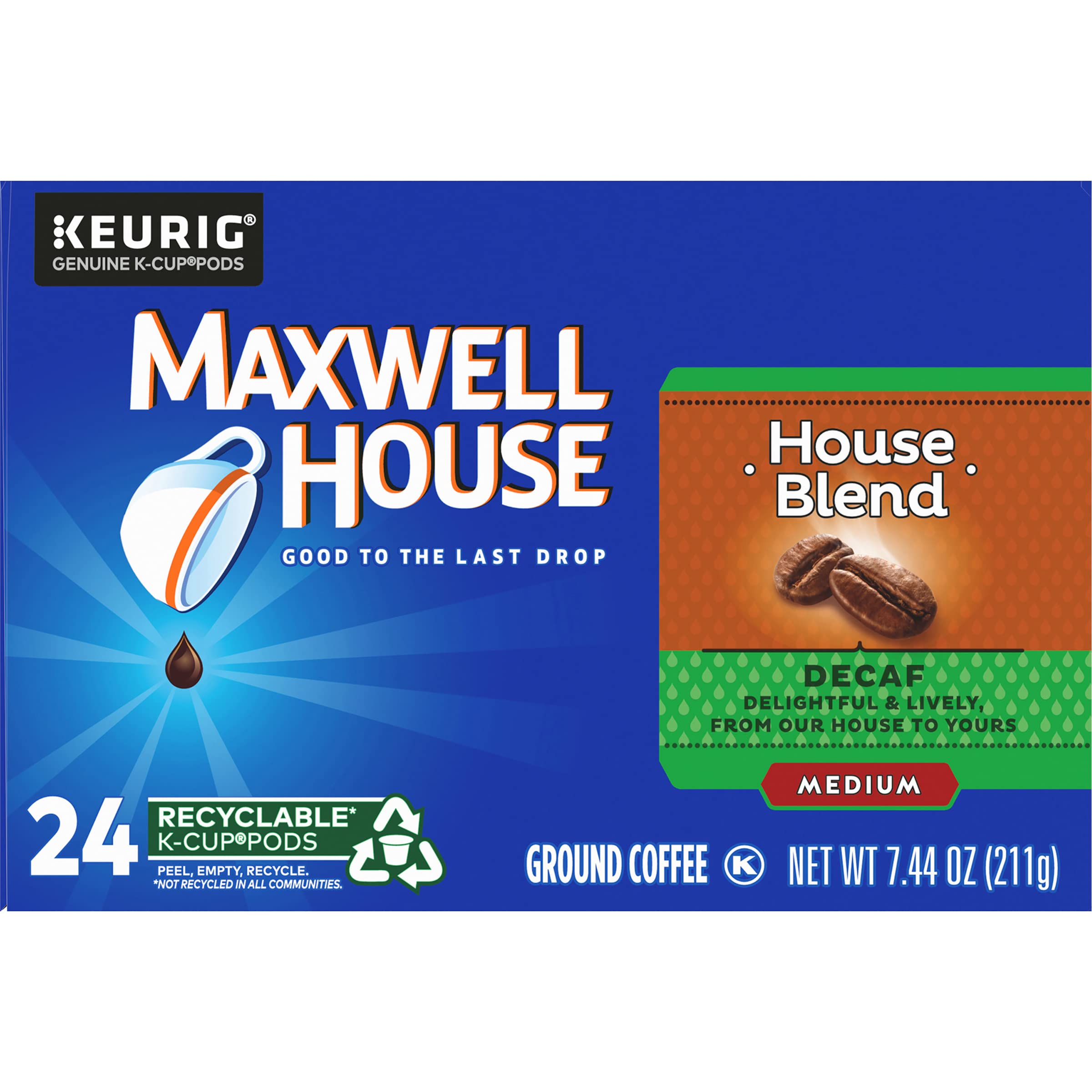 Maxwell House Decaf Coffee Single Serve K Cups, 24 Count