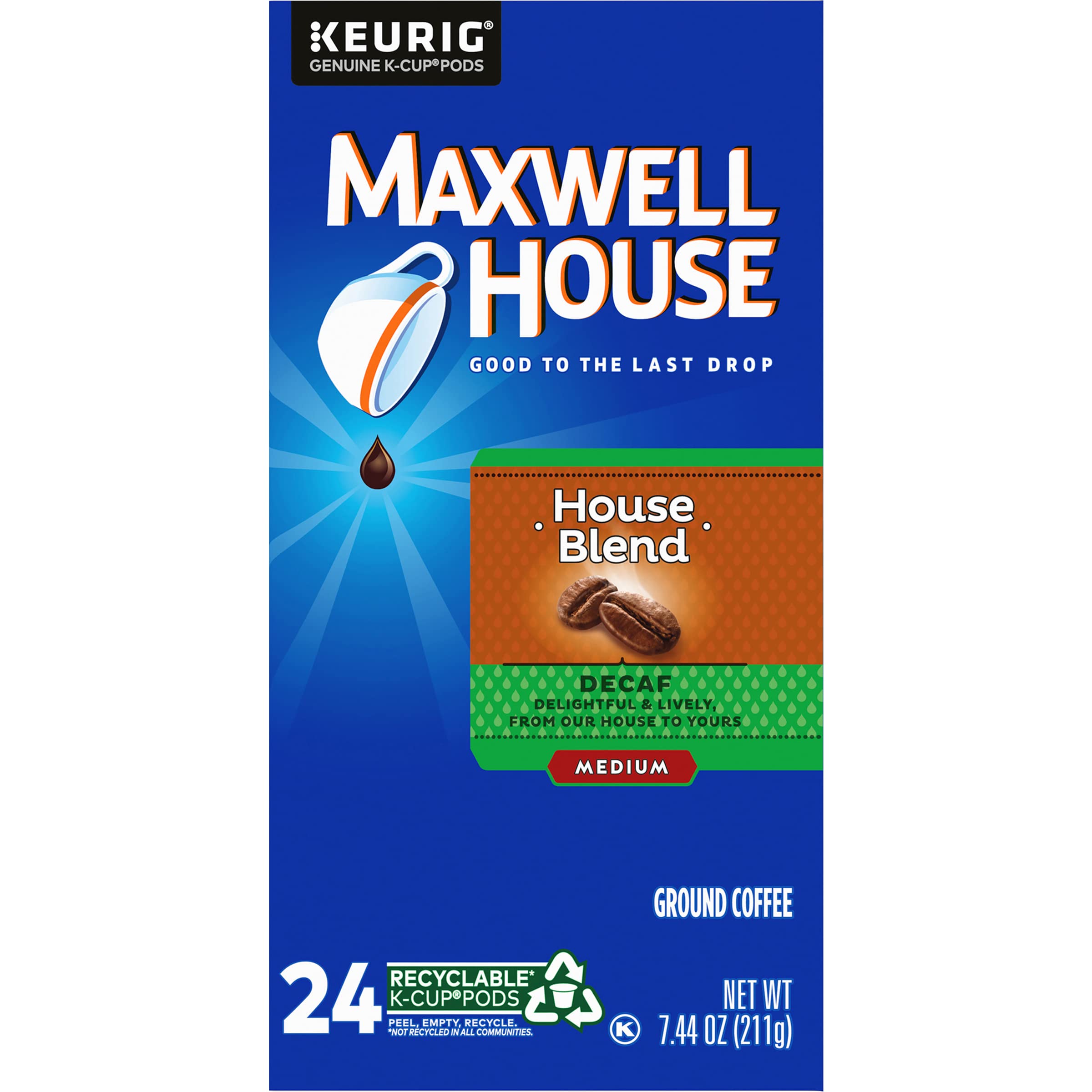 Maxwell House Decaf Coffee Single Serve K Cups, 24 Count