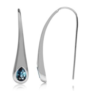 silvershake 1.5 ct genuine london blue topaz white gold plated 925 sterling silver modern style hook earrings