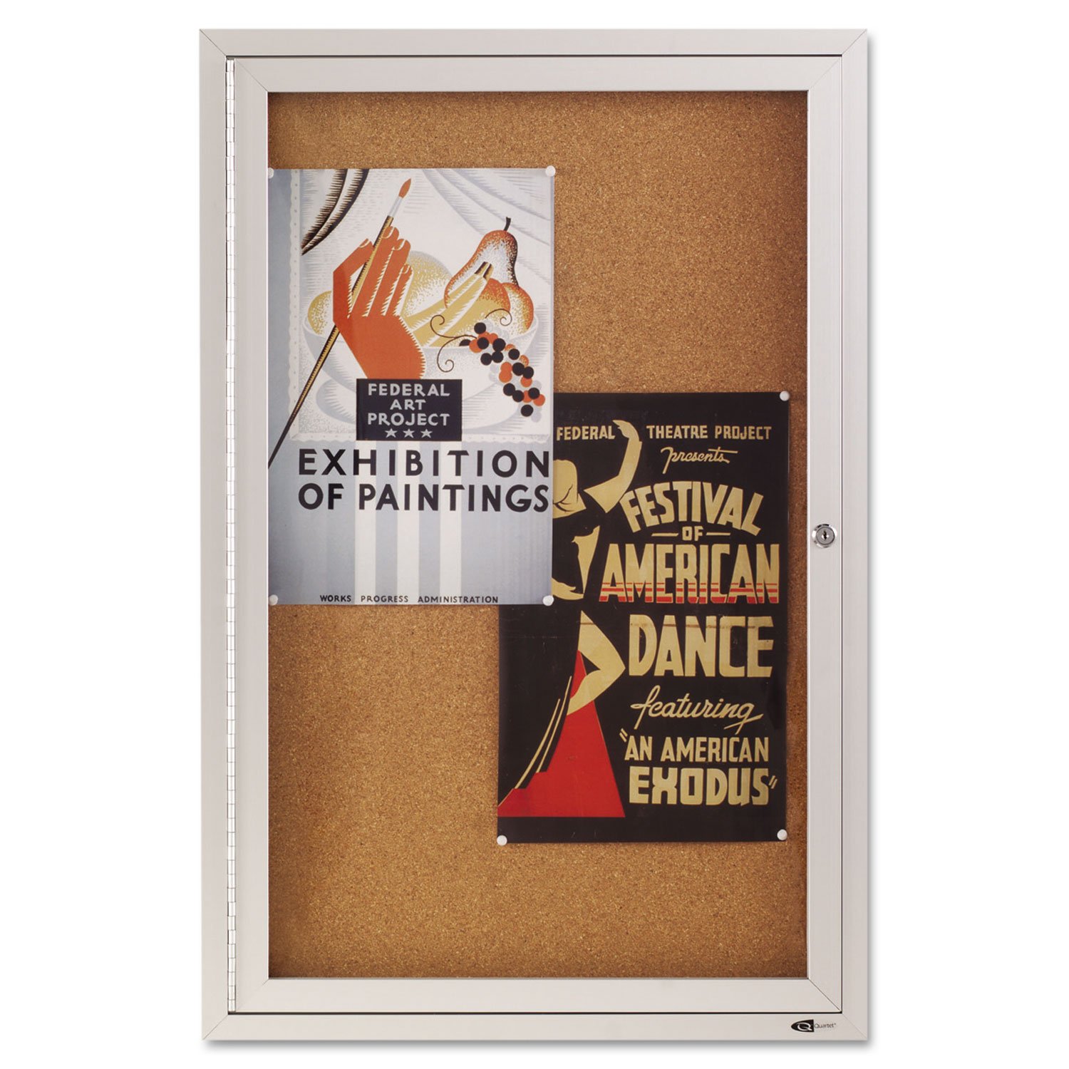 Quartet 2363 Cork Board W/Glass Door, 1 Door, 2-Ft x3-Ft, Aluminum Frame