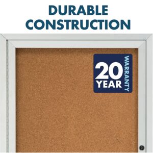 Quartet 2363 Cork Board W/Glass Door, 1 Door, 2-Ft x3-Ft, Aluminum Frame