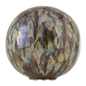 alpine corporation 10" tall indoor/outdoor glazed ceramic gazing globe yard decoration