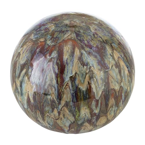 Alpine Corporation 10" Tall Indoor/Outdoor Glazed Ceramic Gazing Globe Yard Decoration