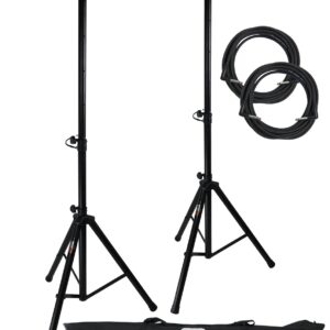 Gearlux Tripod Speaker Stands with Carrying Case and Speaker Cables