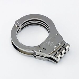 VIPERTEK Heavy Duty Hinged Double Lock Steel Police Edition Professional Grade Handcuffs (Silver)