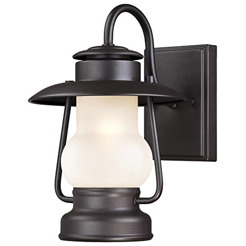 Westinghouse 6373800 Santa Fe One-Light Outdoor Wall Lantern, Weathered Steel Finish with Clear Seeded Glass Porch Light