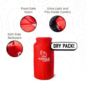 IceMule Pro Dry Pack – Water Resistant Nylon Food Storage Pouch Dry Bag, Perfect for Keeping Lunch Dry While Hiking, Camping, and Beach-Going, 10 Liter, Red