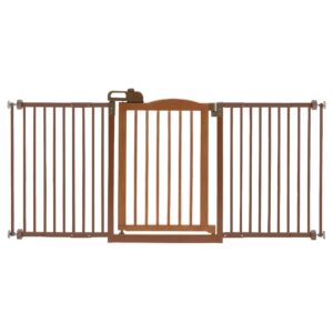 richell one-touch gate ii wide, wide dog gate with wooden door, from 32.1-62.8" wide & 30.5" h