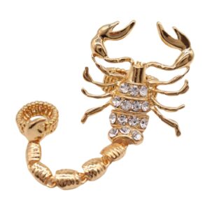 women ring fashion jewelry metal long scorpion elastic band 2 fingers gold