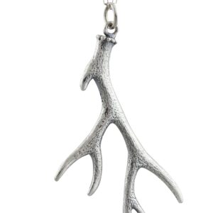 FashionJunkie4Life Sterling Silver Deer Antler Necklace, 18" Chain | Gifts for Men & Women | Birthday Gifts for Women and Men