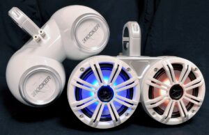 kicker white dual wake tower system 6.5" marine rgb led speakers