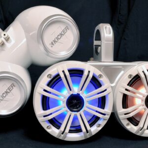 KICKER White Dual Wake Tower System 6.5" Marine RGB LED Speakers