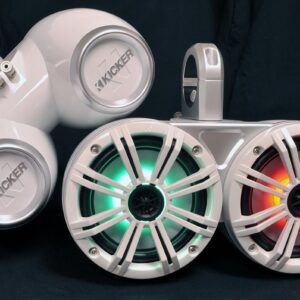 KICKER White Dual Wake Tower System 6.5" Marine RGB LED Speakers