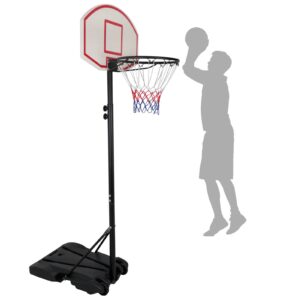 f2c kids basketball hoop system height adjustable 76" to 98" grow-to-pro portable stand goal w/net, 28" backboar d& wheels youth junior boys toddlers indoor/outdoor