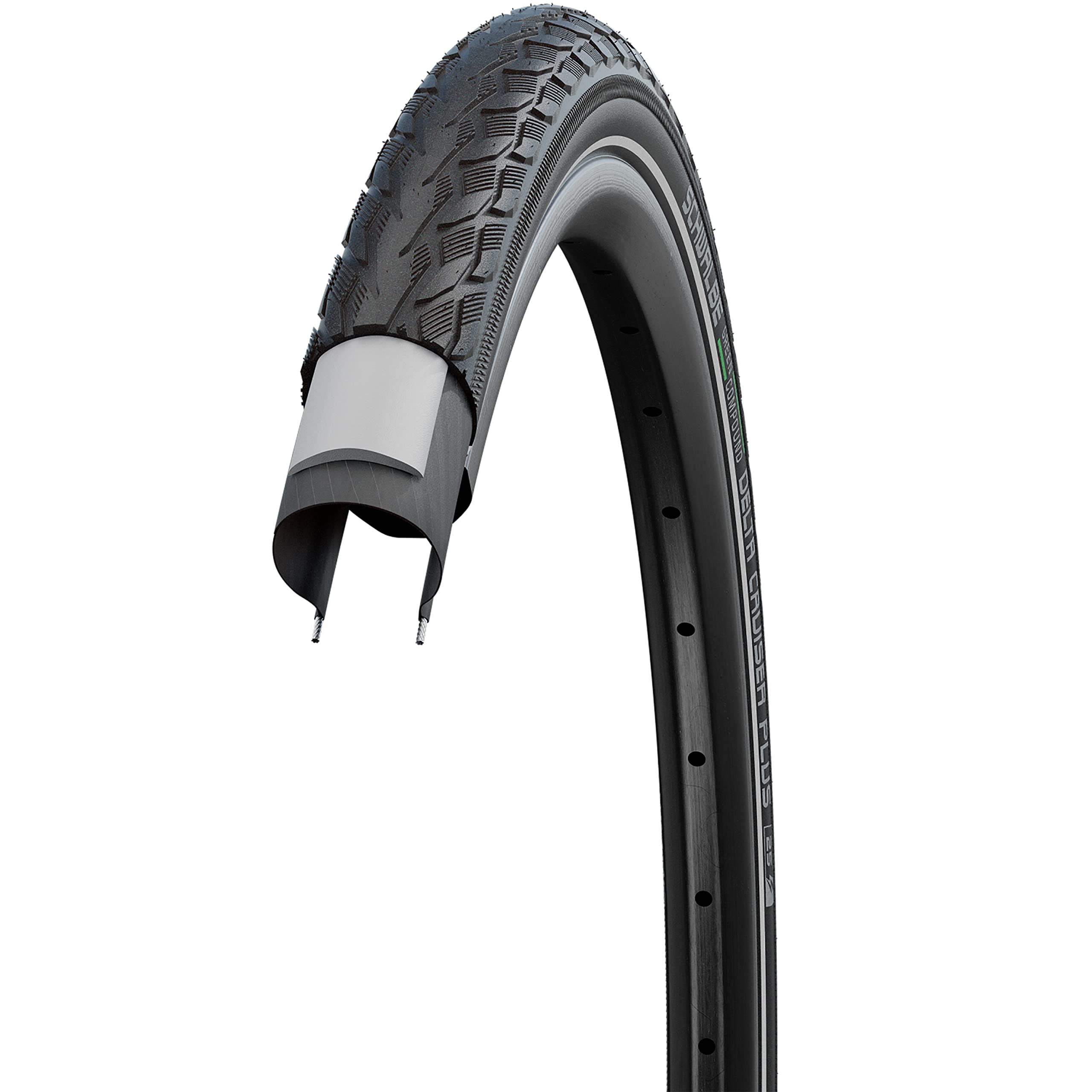 Schwalbe Bicycle Tire Delta Cruiser Plus 700x32 Black/Black/Ref Wire, 28" x 1.25" (11101076)