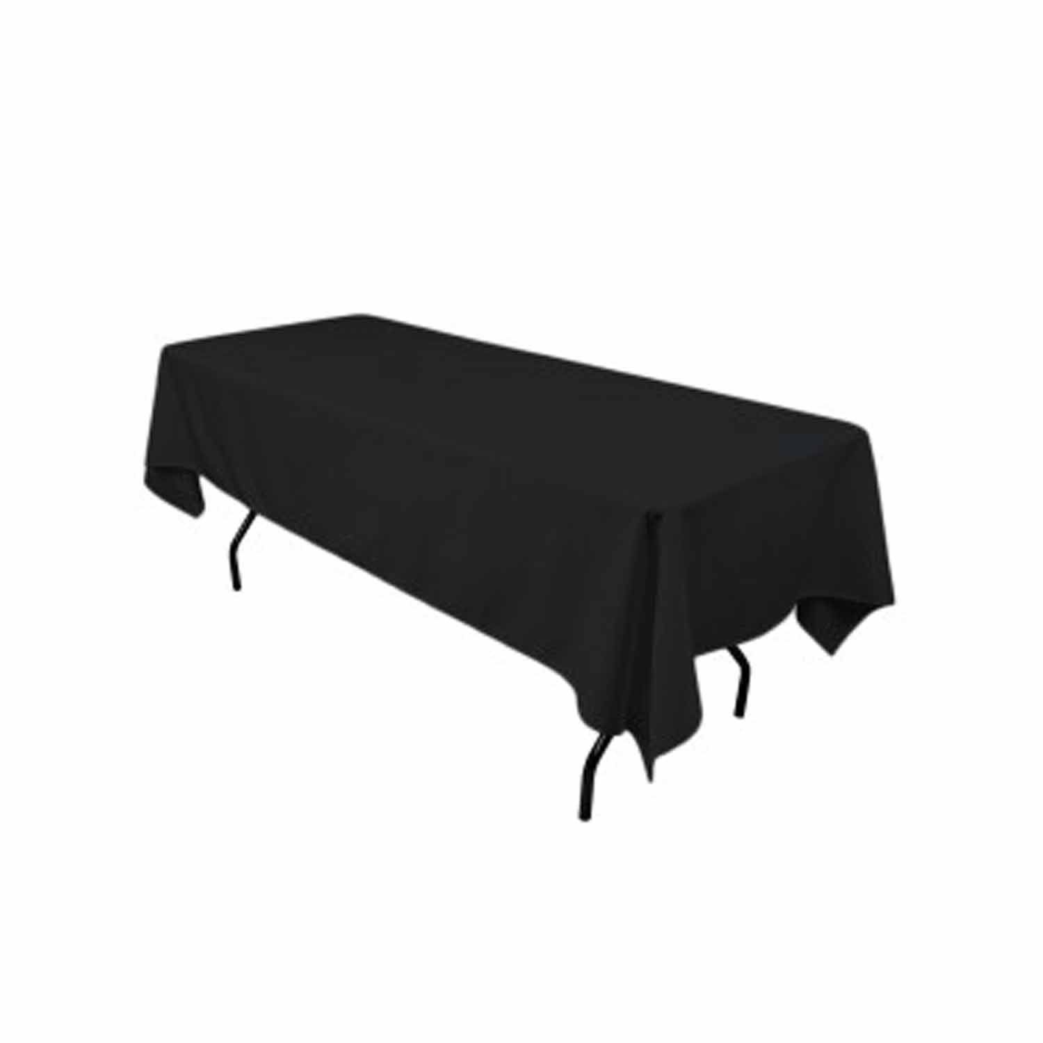 Runner Linens Factory Rectangular Polyester Tablecloth 60x144 Inches (Black)