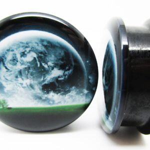 Pierced Republic Earth Horizon Ear Plugs - Acrylic Screw-On - New - 10 Sizes - New *Pair* (00 Gauge (10mm))