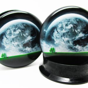 Pierced Republic Earth Horizon Ear Plugs - Acrylic Screw-On - New - 10 Sizes - New *Pair* (00 Gauge (10mm))